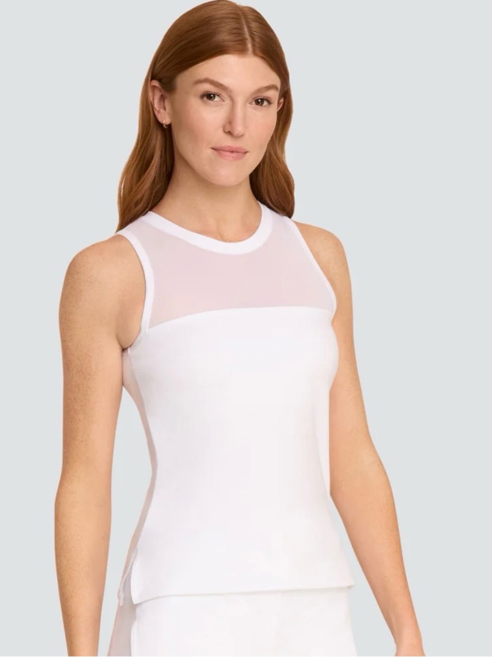 Tail Spin It Sleeveless White Mesh Tank Top